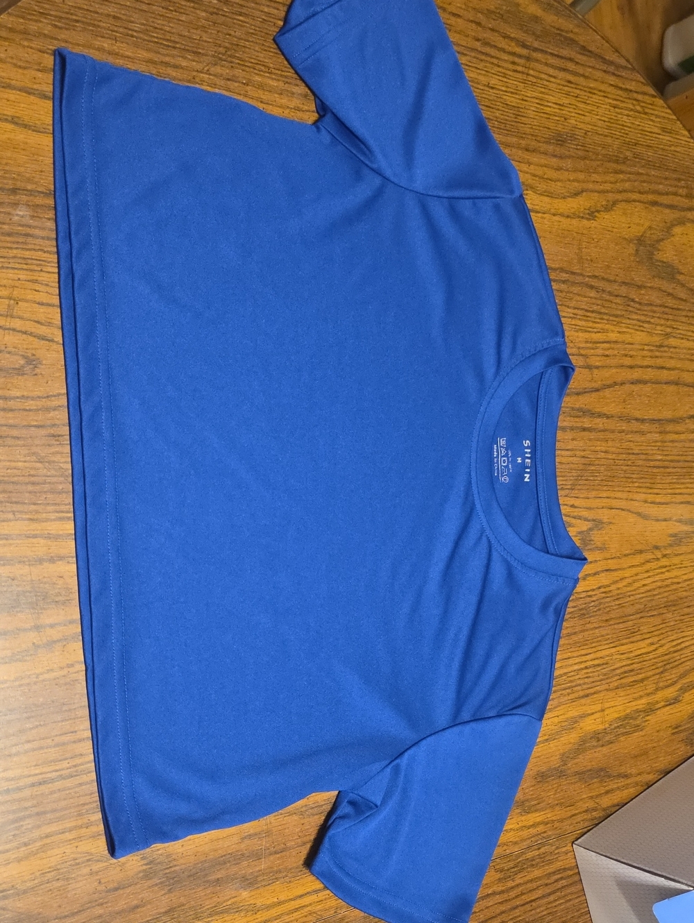 SHEIN Blue Short Sleeve Athletic Crop Top Size Medium Activewear Tee